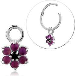 STERLING 925 SILVER JEWELED SLIDING CHARM FOR HINGED SEGMENT RING