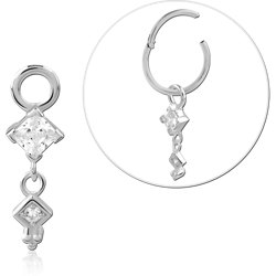 STERLING 925 SILVER JEWELED SLIDING CHARM FOR HINGED SEGMENT RING