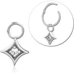 STERLING 925 SILVER JEWELED SLIDING CHARM FOR HINGED SEGMENT RING