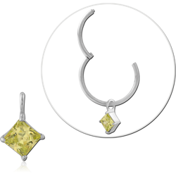 STERLING 925 SILVER CHARM WITH YELLOW SQUARE GEM DANGLE