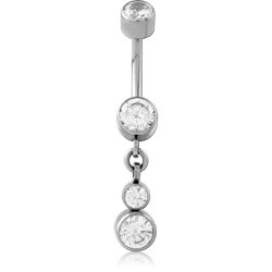 TITANIUM ALLOY INTERNALLY THREADED DOUBLE JEWELED NAVEL BANANA