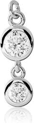 STERILE RHODIUM PLATED BASE METAL DOUBLE JEWELED CHARM