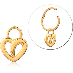 STERILE STERLING 925 SILVER GOLD PLATED SLIDING CHARM FOR HINGED SEGMENT RING