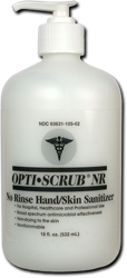 OPTI-SCRUB NO RINSE WHITE HAND SANITIZER 18OZ PUMP BOTTLE