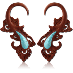 ROSEWOOD-SAWO ORGANIC TURQOISE INLAID CLAW EARRINGS PAIR