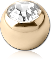 14 KARAT GOLD YELLOW JEWELED BALL FOR BALL CLOSURE RING
