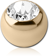 18 KARAT GOLD YELLOW BEZEL SET DIAMOND JEWELLED BALL FOR BALL CLOSURE RING
