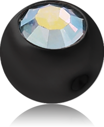 BLACK PVD COATED SURGICAL STEEL GRADE 316L OPTIMA CRYSTAL JEWELED BALL FOR BALL CLOSURE RING