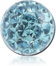 CLEAR EPOXY COATED CRYSTALINE JEWELED BALL FOR BALL CLOSURE RING
