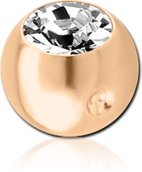GOLD PVD 18K COATED SURGICAL STEEL GRADE 316L OPTIMA CRYSTAL JEWELED BALL FOR BALL CLOSURE RING
