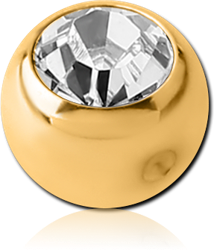GOLD PVD COATED SURGICAL STEEL GRADE 316L PREMIUM CRYSTAL JEWELED BALL FOR BALL CLOSURE RING
