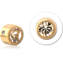 GOLD PVD COATED SURGICAL STEEL GRADE 316L PREMIUM CRYSTAL JEWELED DISC FOR BALL CLOSURE RING