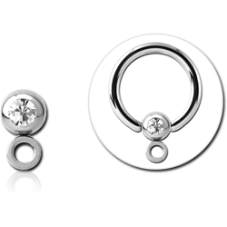 SURGICAL STEEL GRADE 316L JEWELED BALL FOR BALL CLOSURE RING WITH HORIZONTAL HOOP