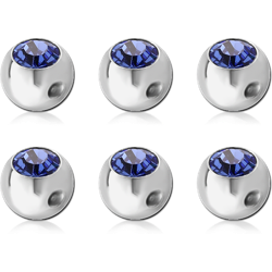 PACK OF 6 SURGICAL STEEL GRADE 316L PREMIUM CRYSTAL JEWELED BALLS FOR BALL CLOSURE RING