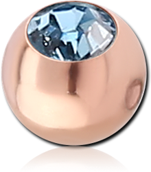 ROSE GOLD PVD COATED SURGICAL STEEL GRADE 316L PREMIUM CRYSTAL JEWELED BALL FOR BALL CLOSURE RING