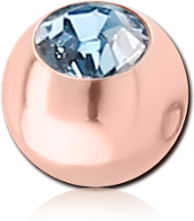 ROSE GOLD PVD COATED SURGICAL STEEL GRADE 316L PREMIUM CRYSTAL JEWELED BALL FOR BALL CLOSURE RING