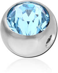 STERILE SURGICAL STEEL GRADE 316L DOUBLE SIDE THREADED PREMIUM CRYSTAL JEWELED BALL