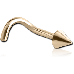 14 KARAT GOLD YELLOW CURVE NOSE STUD WITH CONE