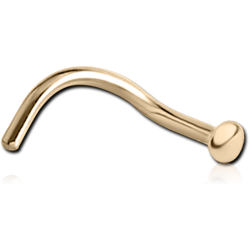 18 KARAT GOLD YELLOW DISC CURVED NOSE STUD