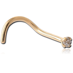 18 KARAT GOLD YELLOW 1.5MM PRONG SET JEWELED CURVED NOSE STUD