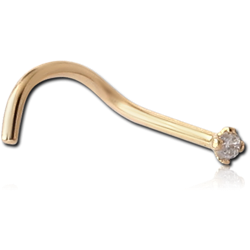 18 KARAT GOLD YELLOW CURVED NOSE STUD WITH 1.35MM PRONG SET DIAMOND