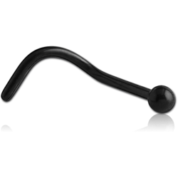 BLACK PVD COATED SURGICAL STEEL GRADE 316L 1.2MM THREADING CURVED NOSE STUD WITH BALL