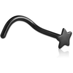 BLACK PVD COATED SURGICAL STEEL GRADE 316L STAR CURVED NOSE STUD