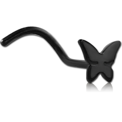 BLACK PVD COATED SURGICAL STEEL GRADE 316L BUTTERFLY CURVED NOSE STUD