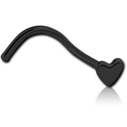 BLACK PVD COATED SURGICAL STEEL GRADE 316L HEART CURVED NOSE STUD