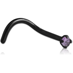 BLACK PVD COATED SURGICAL STEEL GRADE 316L CURVED PRONG SET 1.5MM JEWELED NOSE STUD