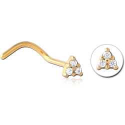 GOLD PVD 18K COATED SURGICAL STEEL GRADE 316L JEWELED NOSE STUDS