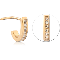 GOLD PVD 18K COATED SURGICAL STEEL GRADE 316L 90 DEGREE WRAP AROUND NOSE STUD GEM ROW