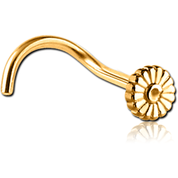 GOLD PVD 18K COATED SURGICAL STEEL GRADE 316L CURVED NOSE STUD - FLOWER