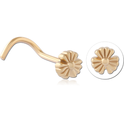 STERLING SILVER 925 18 KARAT GOLD YELLOW PLATED CURVED NOSE STUD