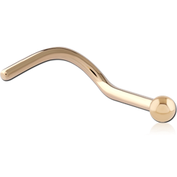 GOLD PVD 18K COATED TITANIUM ALLOY CURVED BALL NOSE STUD