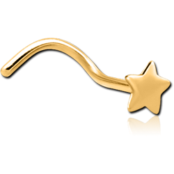 GOLD PVD COATED SURGICAL STEEL GRADE 316L CURVED NOSE STUD - STAR
