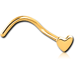 GOLD PVD COATED SURGICAL STEEL GRADE 316L HEART CURVED NOSE STUD