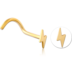 GOLD PVD COATED SURGICAL STEEL GRADE 316L CURVED NOSE STUD - THUNDER