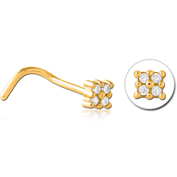 GOLD PVD COATED SURGICAL STEEL GRADE 316L JEWELED NOSE STUDS