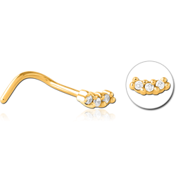 GOLD PVD COATED SURGICAL STEEL GRADE 316L JEWELED NOSE STUDS