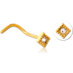 GOLD PVD COATED SURGICAL STEEL GRADE 316L JEWELED NOSE STUDS
