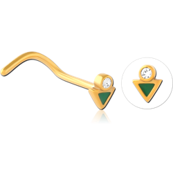 GOLD PVD COATED SURGICAL STEEL GRADE 316L JEWELED NOSE STUDS