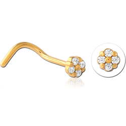 GOLD PVD COATED SURGICAL STEEL GRADE 316L JEWELED NOSE STUDS