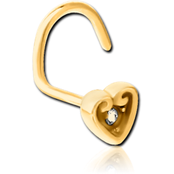 GOLD PVD COATED SURGICAL STEEL GRADE 316L JEWELED LARGE CURVE NOSE STUD
