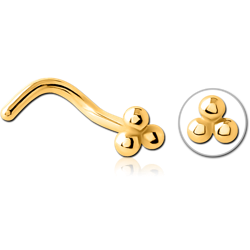GOLD PVD COATED SURGICAL STEEL GRADE 316L CURVED NOSE STUD