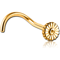 GOLD PVD COATED SURGICAL STEEL GRADE 316L CURVED NOSE STUD - FLOWER