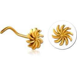 GOLD PVD COATED SURGICAL STEEL GRADE 316L CURVED NOSE STUD