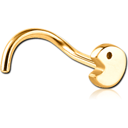 GOLD PVD COATED SURGICAL STEEL GRADE 316L CURVED NOSE STUD - PACMAN