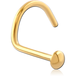 GOLD PVD COTED TITANIUM ALLOY LARGE CURVED HALF BALL NOSE STUD
