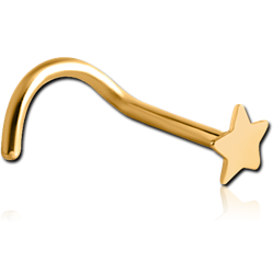 GOLD PVD COATED TITANIUM ALLOY CURVED BALL NOSE STUD